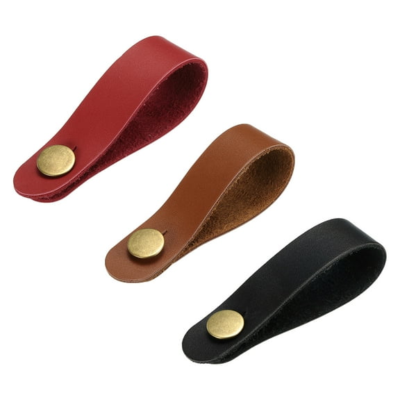 Guitar Headstock Straps, Guitar Leather Neck Adapter Straps Tie Black Brown Red for Guitar, Pack of 3