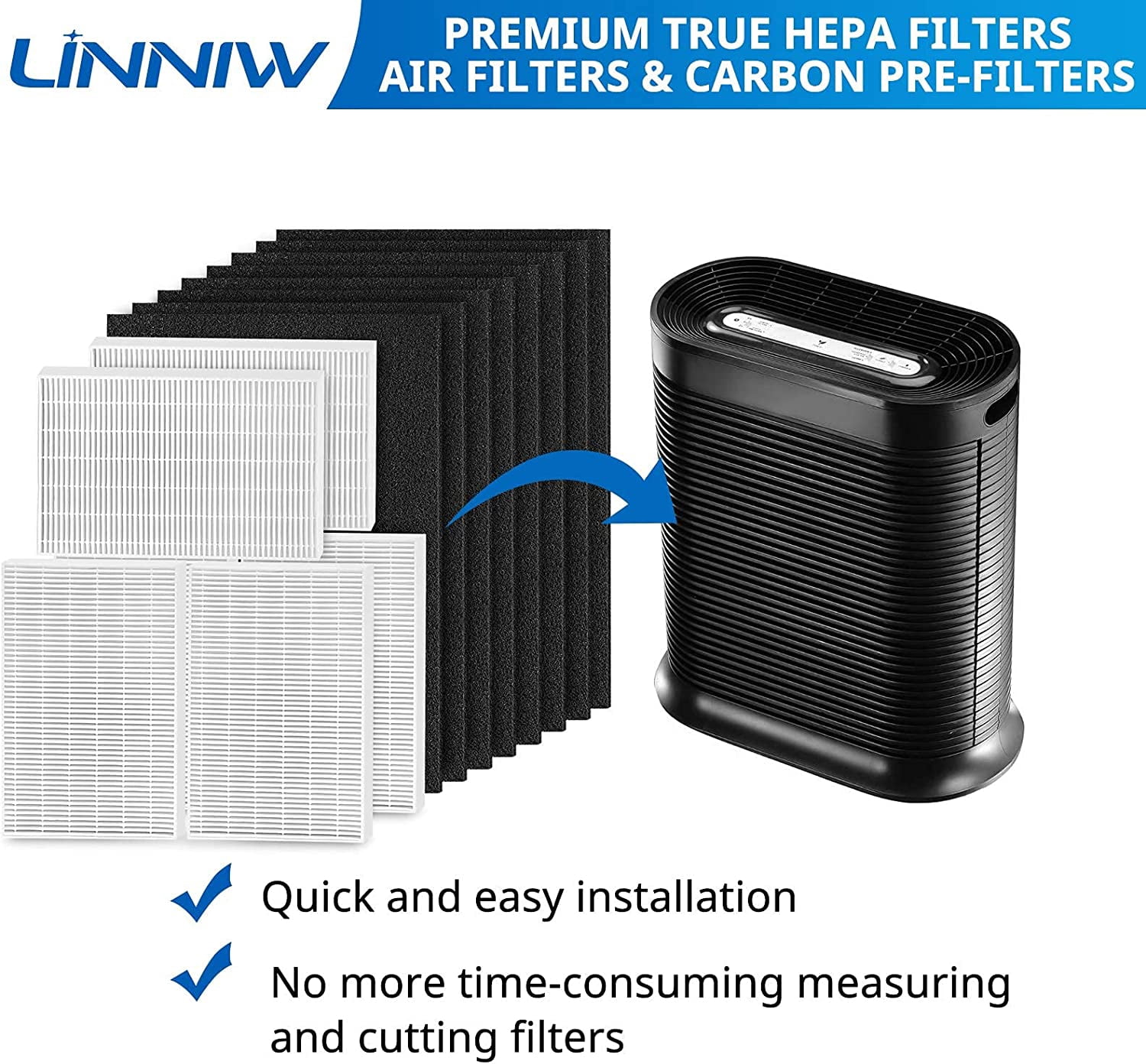 HPA300 HEPA Filter  for   Purifiers, 6 Pack True HEPA + 8 Carbon Pre-Filters, Compatible with HPA300/200/100 Series
