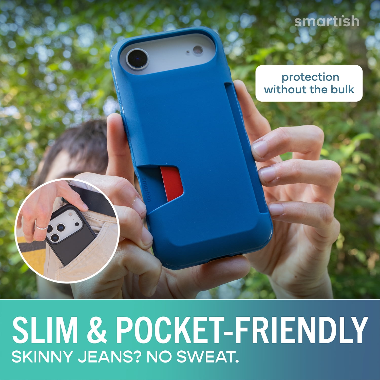 Smartish® iPhone 17 Air Wallet Case - Wallet Slayer Vol. 1 [Slim + Protective] Credit Card Holder - Drop Tested Flip Hidden Card Slot Cover For Apple iPhone 17 Air - Blues on The Green