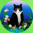 thumbnail image 3 of CafePress - Tuxedo Cat Among The Flowers Light T Shirt - Light T-Shirt - CP, 3 of 4