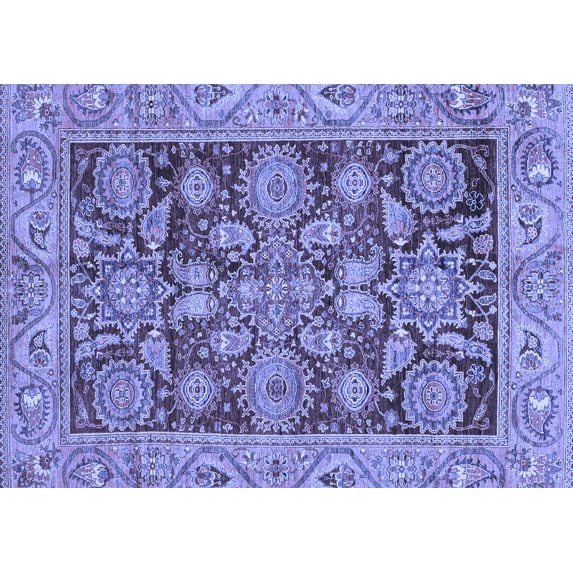 Ahgly Company Machine Washable Indoor Rectangle Oriental Blue Traditional Area Rugs, 2' x 3'