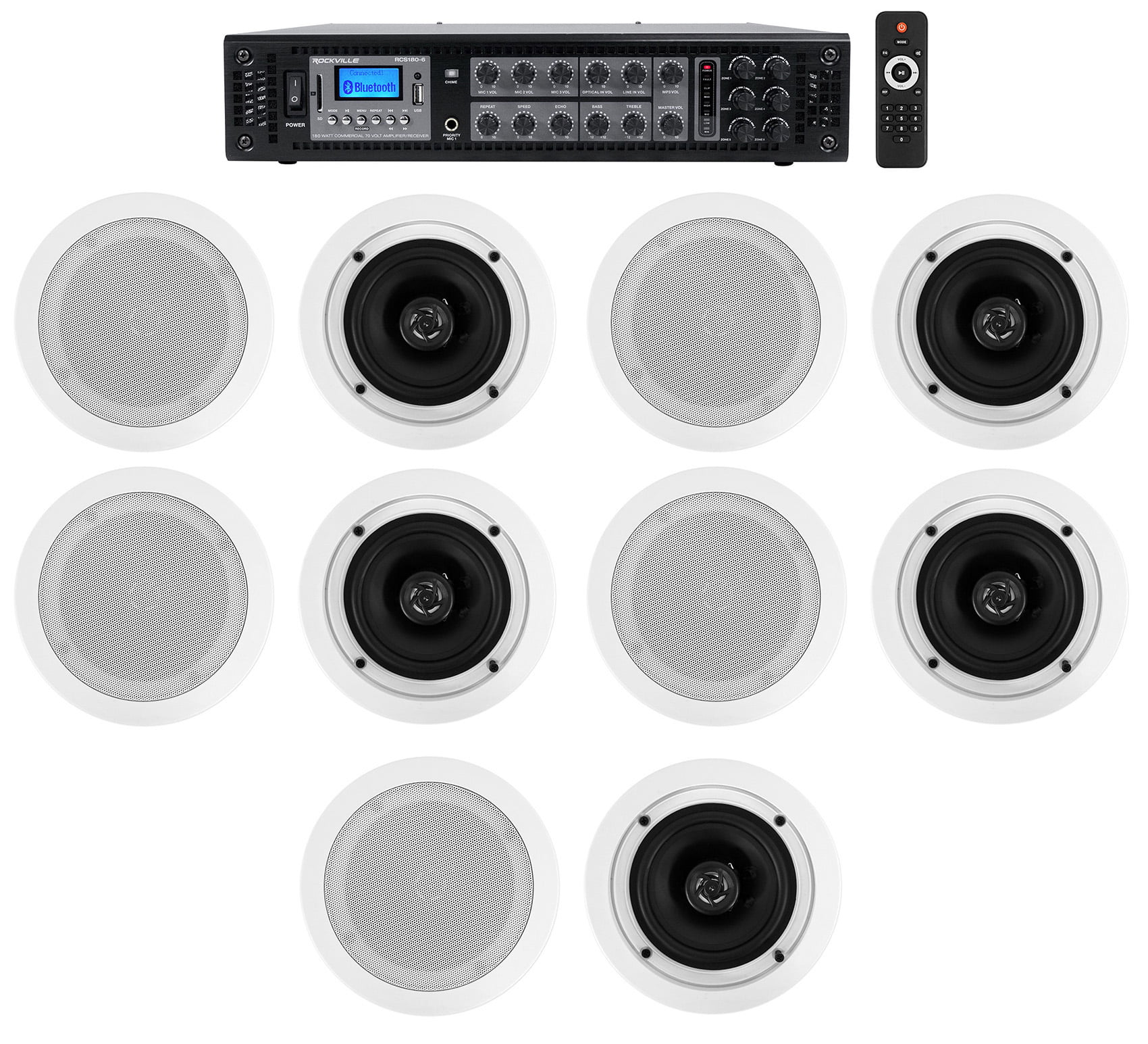 E-Audio 5.25" Bluetooth Ceiling Speaker Kit With Cable & Amp Domestic Commercial 
