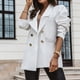 thumbnail image 3 of Chaquetas de traje de Negocios Chaqueta fina informal de peso ligero para mujer, abrigo ajustado, chaqueta de manga larga, abrigos con bolsillos para oficina y negocios,blazer moda（Blanco， XL), 3 of 5