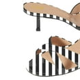 thumbnail image 3 of YDN Women Fashion Round Open Toe Mules Kitten Mid Heel Backless Sandals Cross Strap Slip On Dressy Casual Slide Shoes Size 7 White-black Lines, 3 of 4