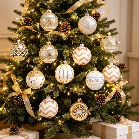 30 Pcs Christmas Ornaments Sets 2.36in Christmas Ball Decoration Shatterproof Christmas Tree Ornaments Painted Xmas Balls Bulbs for Holiday Wedding Party Christmas Tree Decoration