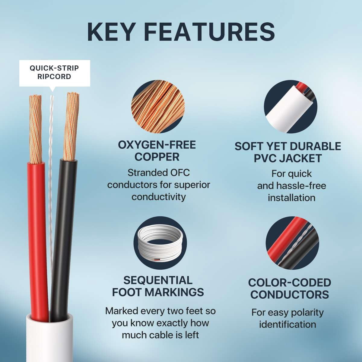 14/2 Speaker Wire 500 ft, Oxygen-Free Copper, CL3 CMR In-Wall Rated, White, Audio and Low Voltage Cable, Cables Direct Online