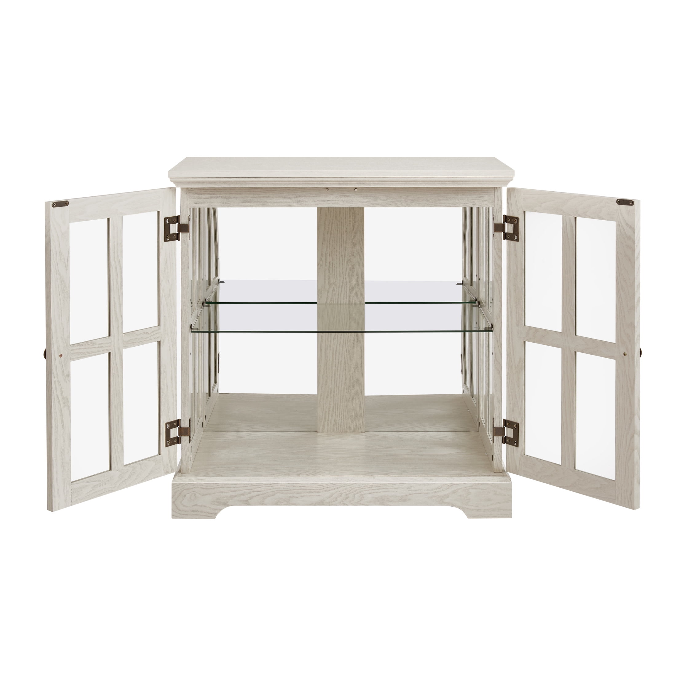Noble House Belmere LED Curio Display Cabinet, 2-Door Antique Glass Bookcase with Adjustable Shelves, White