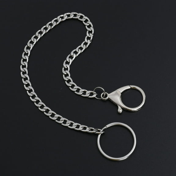 HEMOTON 32cm Stainless Steel Anti-theft Keyring Long connect Design Safety Key Chain (B1)