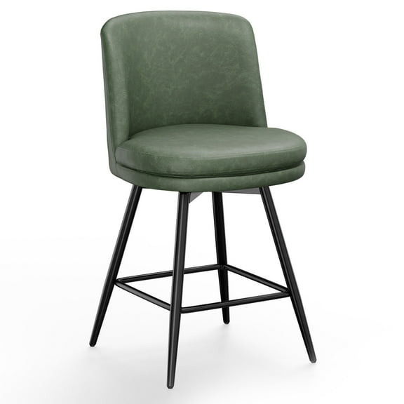 Ktaxon Antique Bar Stools with Back Counter Height Swivel Barstool PU Adjustable Dining Chair Seat, Pale Green