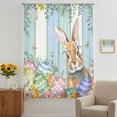 thumbnail image 2 of Easter Sheer Curtains 45 Inches Long, Spring Bunny Colorful Floral Eggs Wooden Plank Light Filering Curtains, Breathable Simi Curtain Privacy Drapes for Kitchen Bathroom Small Window Treatment, 2 of 9