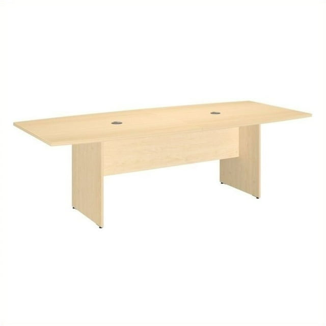 Bush Business Furniture 96W x 42D Boat Shaped Conference Table with Wood Base in Natural Maple