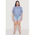 thumbnail image 3 of Womens Plus Size Chic Boxy Button Front Short Sleeve Shirt, 3 of 5