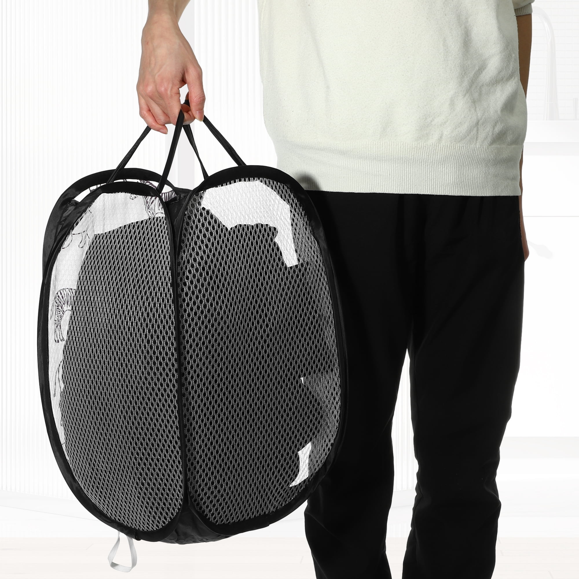 Unique Bargains Folding Laundry Basket Durable Hamper 1PC Black