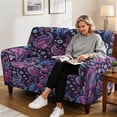 thumbnail image 4 of SCRAWLGOD Boho Paisley Flower Print Recliner Loveseat Slipcovers Non Slip 6 Piece Recliner Cover Stretch Anti Scratch Reclining Cover, 4 of 8