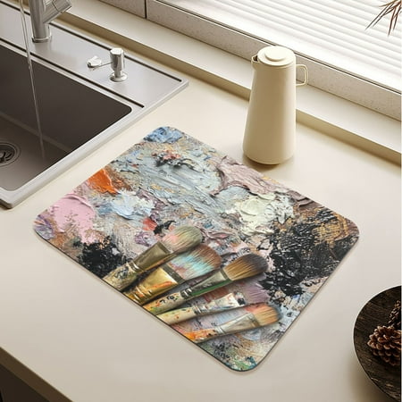 

Artistic Sense Drying Mat Diatomaceous Earth Super Absorbent Slip Rubber Sole Heat Resistant 230 Degrees Fahrenheit 23.6×19.7in
