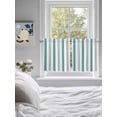 thumbnail image 4 of Teal Grey Stripe Half Window Curtains 24 Inches Long, Modern Farmhouse Vertical Striped Window Treatment Curtain Drapes, Short Curtains Tiers for Kitchen Over Sink, 27.5"x24", 2 Panels, 4 of 7