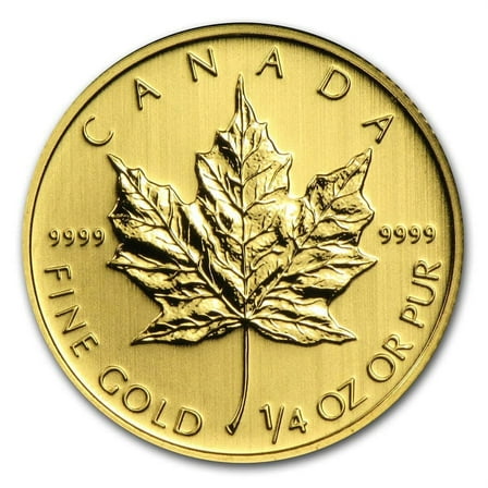 Royal Canadian Mint Gold Maple Leaf Coin, 1/4 oz of .9999 Fine Gold, Random Year