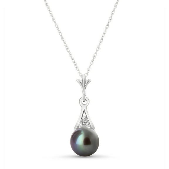 Galaxy Gold 14K White Gold Natural Diamonds and Pearl Pendant Necklace - June Birthstone - Balance & Intuition - 16" to 24" - Fine Jewelry for Women