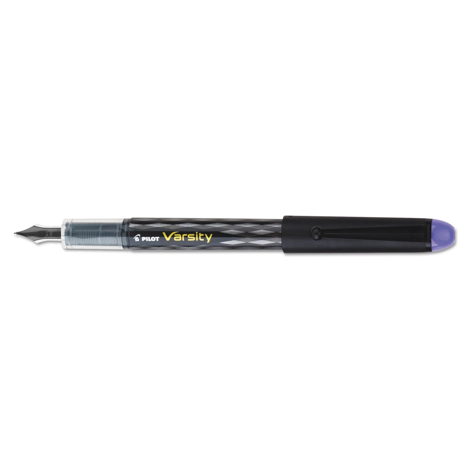 Pack of 6 Medium Point Varsity Disposable Fountain Pen Black Barrel/Purple Ink