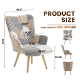 thumbnail image 2 of Living Room Accent Chair with High Backrest, Bedroom Plaid Bohemian Upholstered Armchair for Mid Century, Modern Cozy Chairs for Small Spaces, Grey, 2 Pack, 2 of 5