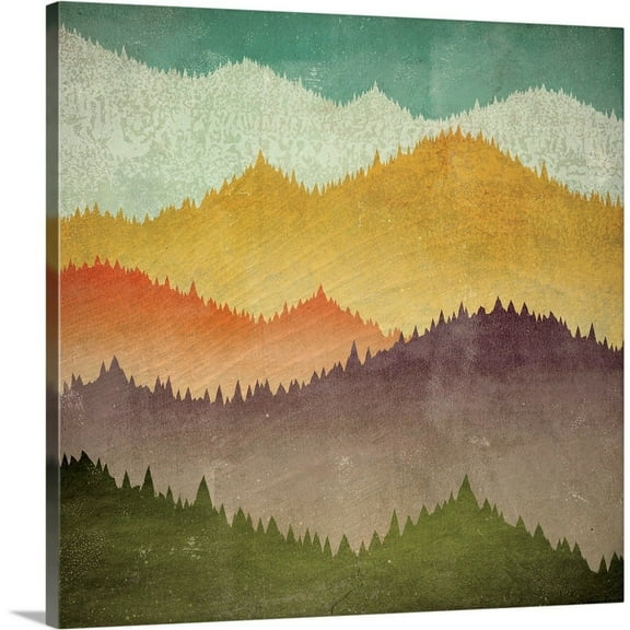 Great Big Canvas "Mountain View" by Ryan Fowler Peach Orange Wrapped Canvas Print Wall Artwork