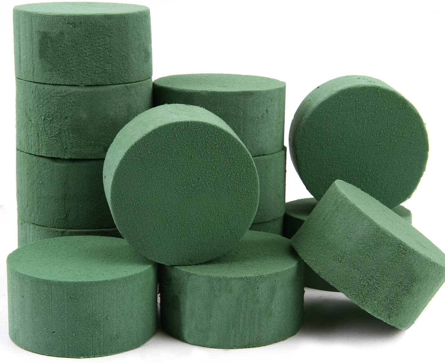 18 Pack Floral Foam, 3.15 in Green Styrofoam Block, Round Wet & Dry