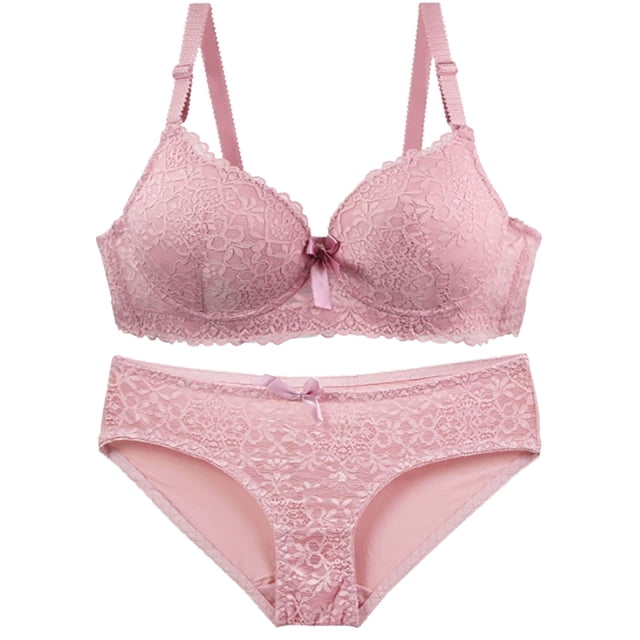 Karight Womens Bras and Panty Sets Push Up Lace Bras Set Plus Size Embroidery Bra Comft Underwear Lift Up Underwire Bra
