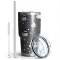 thumbnail image 2 of 30oz Dark Christmas Snowman Pattern Tumblers Stainless Steel Tumbler with Lid and Straw,Vacuum Insulated Double Wall Travel Tumbler Cups Mug with Cleaning Brush for Coffee,Tea, 2 of 7
