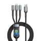 thumbnail image 1 of Cable de datos trenzado de carga rápida LED transparente de 100 W triple en uno, 1 of 8