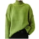 thumbnail image 1 of Gibobby Suéter de Punto, Suéter de cuello de tortuga para mujer, suéter de punto de manga larga, suéter de canalé fino, blusa de temperamento para mujer(Verde,CH), 1 of 5