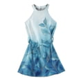 thumbnail image 4 of YOUYEDIAN 2026 Summer Dresses for Girls Casual Halter Neck Sun Dresses Wrap Belt Sleeveless Dresses Vintage Floral Print Swing Dress,Blue 9-10 Years, 4 of 5