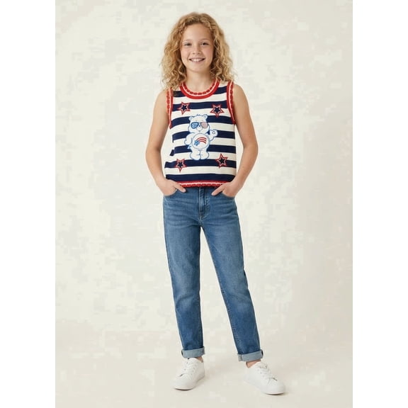 Care Bears Girls' Stars & Stripes Sleeveless Sweater Vest. Size XS-L