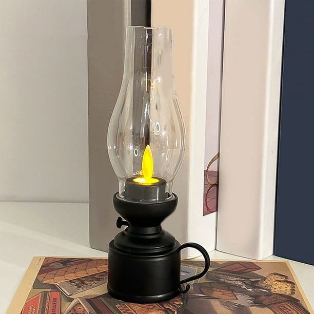 Lámpara de queroseno electrónica de vela luminosa, decoración de luz LED de caballo, negro