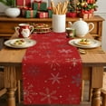 thumbnail image 2 of Winter Christmas Gold Snowflakes Table Runner 13x60in Non-Slip Cotton Linen Table Runners, Red Dresser Scarves TableRunner for Dinner Kitchen Dining Wedding Party, 2 of 9