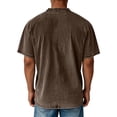 thumbnail image 4 of Qwertyu Mens Oversized Tshirt Casual Mens Washed Cotton Shirts Loose Fit Short Sleeve Crewneck Vintage Fashion Tops with Pocket Brown XL, 4 of 4