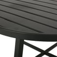 thumbnail image 3 of Amir Outdoor 3 Piece Iron Bistro Set with Cushions, Matte Black, Light Teal, 3 of 12
