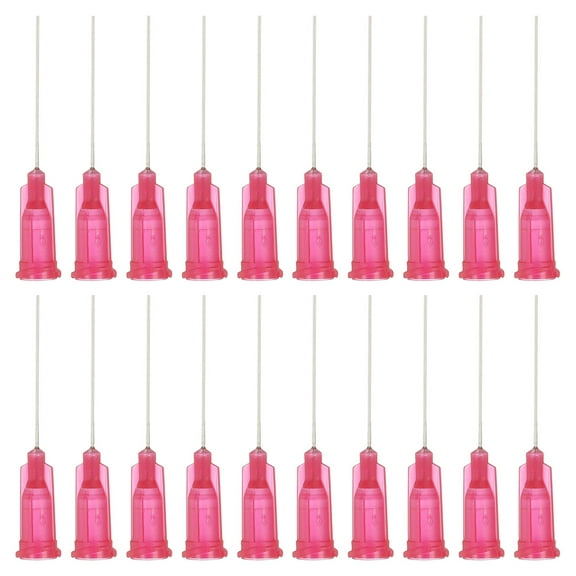 25Ga Dispensing Needles, 102PCS 1 Inch Industrial Blunt Tip Dispensing Needle Syringes with Luer Lock Needle for Refilling Liquid Inks Adhesive Glue Oil,Rose Red