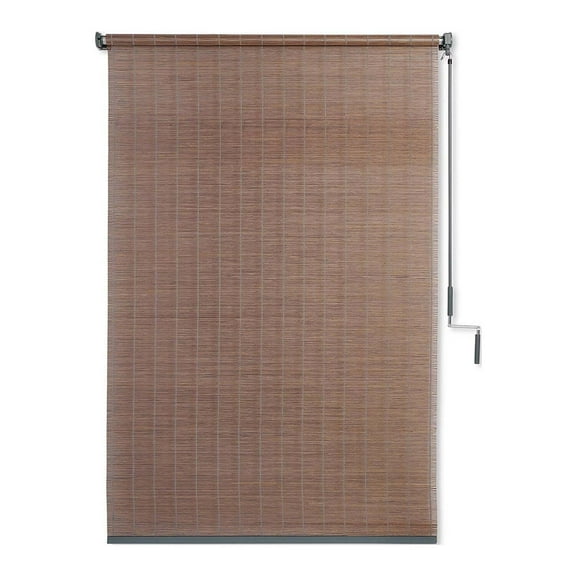 ZOPan Natural Bamboo Outdoor Roller Shade Blind Indoor Outdoor Cord Free, Teak