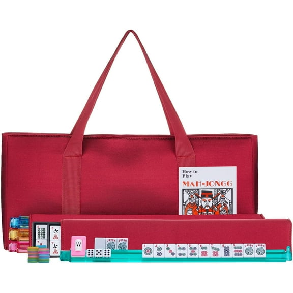 American Mah Jongg Complete Set, 166 Tiles with All-in-one Combo Rack with Soft Bag