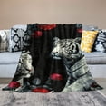 thumbnail image 2 of Orinice White Tigers Roses Digital Art Flannel Blanket | Soft Fleece Throw Blanket for All Seasons | Living Room Sofa Decor | Cow Gifts | Multiple Sizes Available 60x80in, 2 of 6