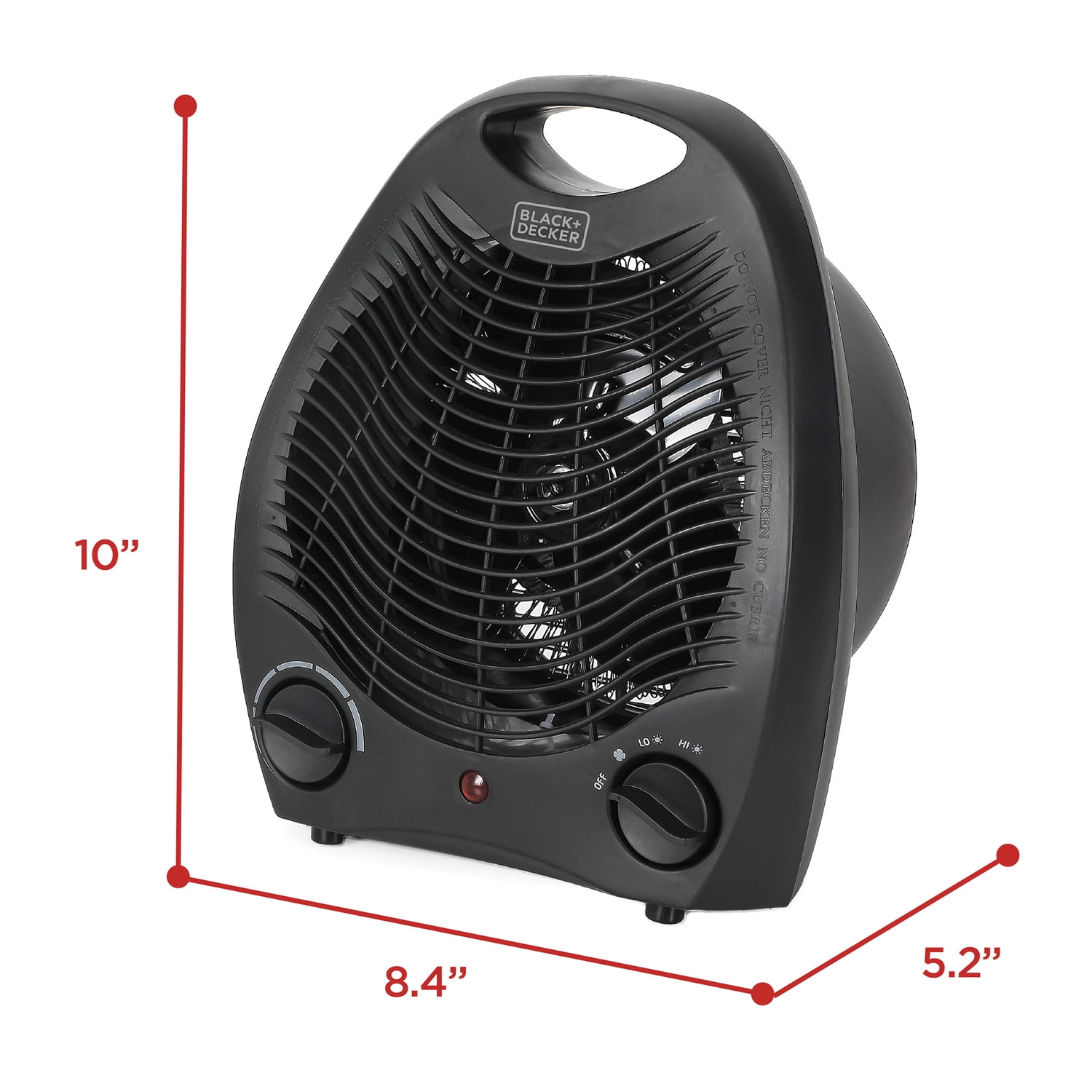 BLACK+DECKER 1,500-Watt-Max Personal Desktop Heater with Fan Setting, Black