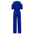thumbnail image 4 of TQWQT Jumpsuits for Women Dressy Elegant V Neck Short Sleeve Cold Shoulder Wide Leg Belt Jumpsuits Blue XXL, 4 of 6