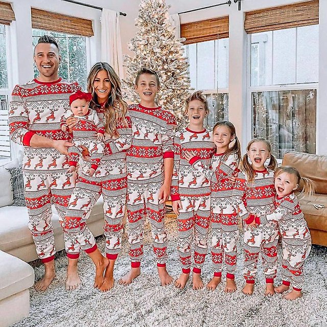 Family Matching Christmas Pajamas Two-piece Set Christmas Pyjamas Xmas Parent-child Pjs Set