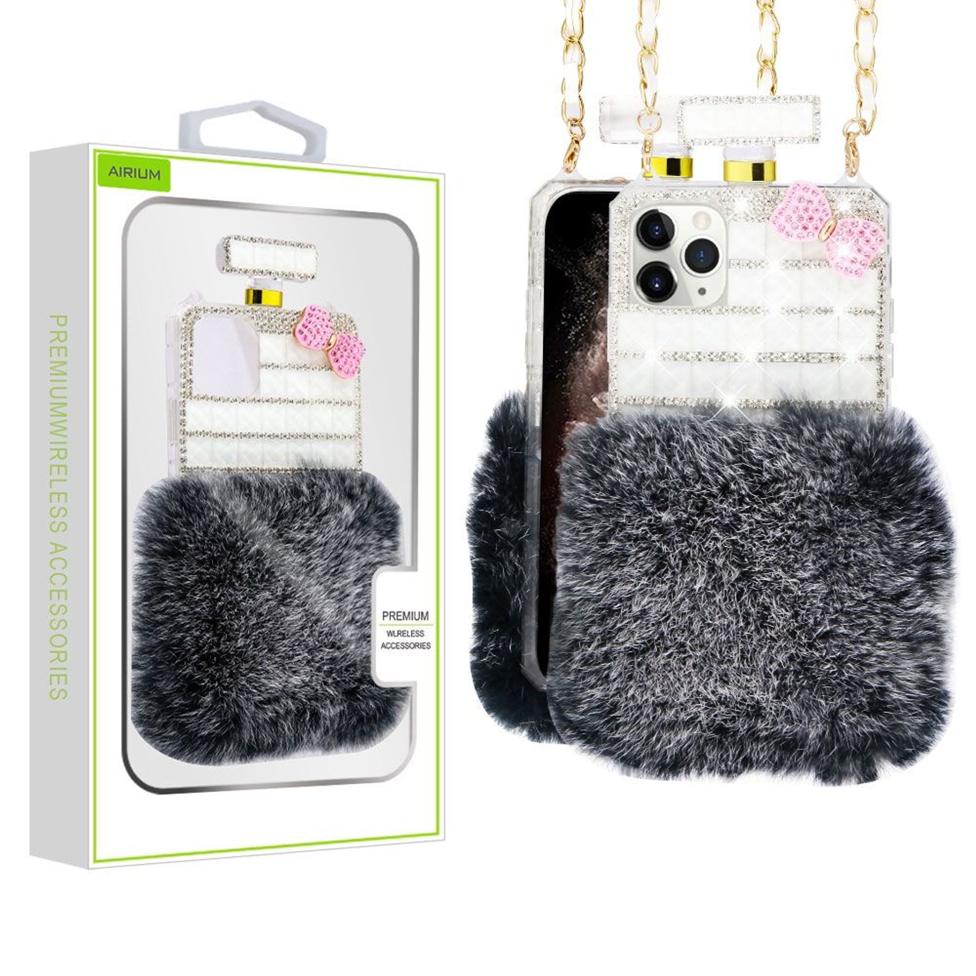 For Apple Iphone 11 Pro Max Case By Insten Cute Plush With Chain Perfume Bottle Hard Snap In With Diamond Compatible Apple Iphone 11 Pro Max Gray White Walmart Com Walmart Com