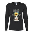 thumbnail image 2 of Good Food Good Mood Funny Cute Cow Animal Lover Womens Graphic Long Sleeve T-Shirt, Black, Small, 2 of 3