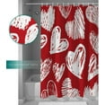 thumbnail image 3 of Waterproof Shower Curtain, Red Love Heart Valentines Day Polyester Fabric Bathroom Curtains with 12 Hooks, 36" W x 72" H, Love Heart White Quick-Drying Bathtub Curtain, 3 of 6