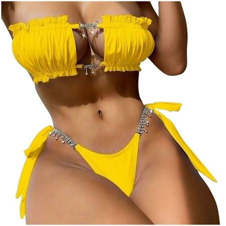 Plus Size Bathing Suit For Women Tankini  Tummy Control Swimwear Strapless One Piece Swimsuit Ruched Bathing Suits for Women Slimming Bandeau Tube Top Bikini