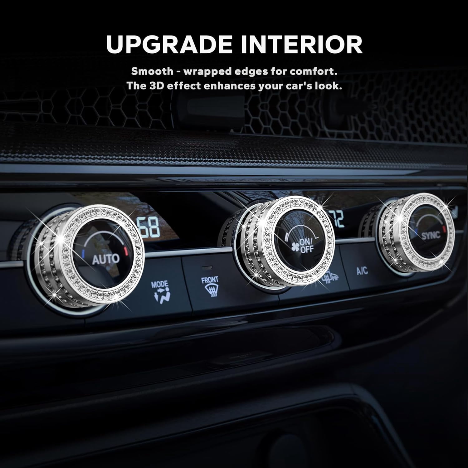 chasenew for Honda Civic 2022-2026 Accessories, CRV 2023-2026 & Acura Ingetra 2023-2025 (Fit 9" Screen/ 1 Audio Knob), 10pcs Knob Cover Kit - Push Start, Audio, AC & Air Vent (Bling)