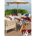 thumbnail image 4 of Outdoor Tablecloth with Umbrella Hole and Zipper, Christmas Rectangle Table Cloth 60x120 Inch Waterproof Tablecloth, Snowman Pine Tree Winter Snowy Red Black Plaid Picnic Table Cover for Patio, 4 of 7