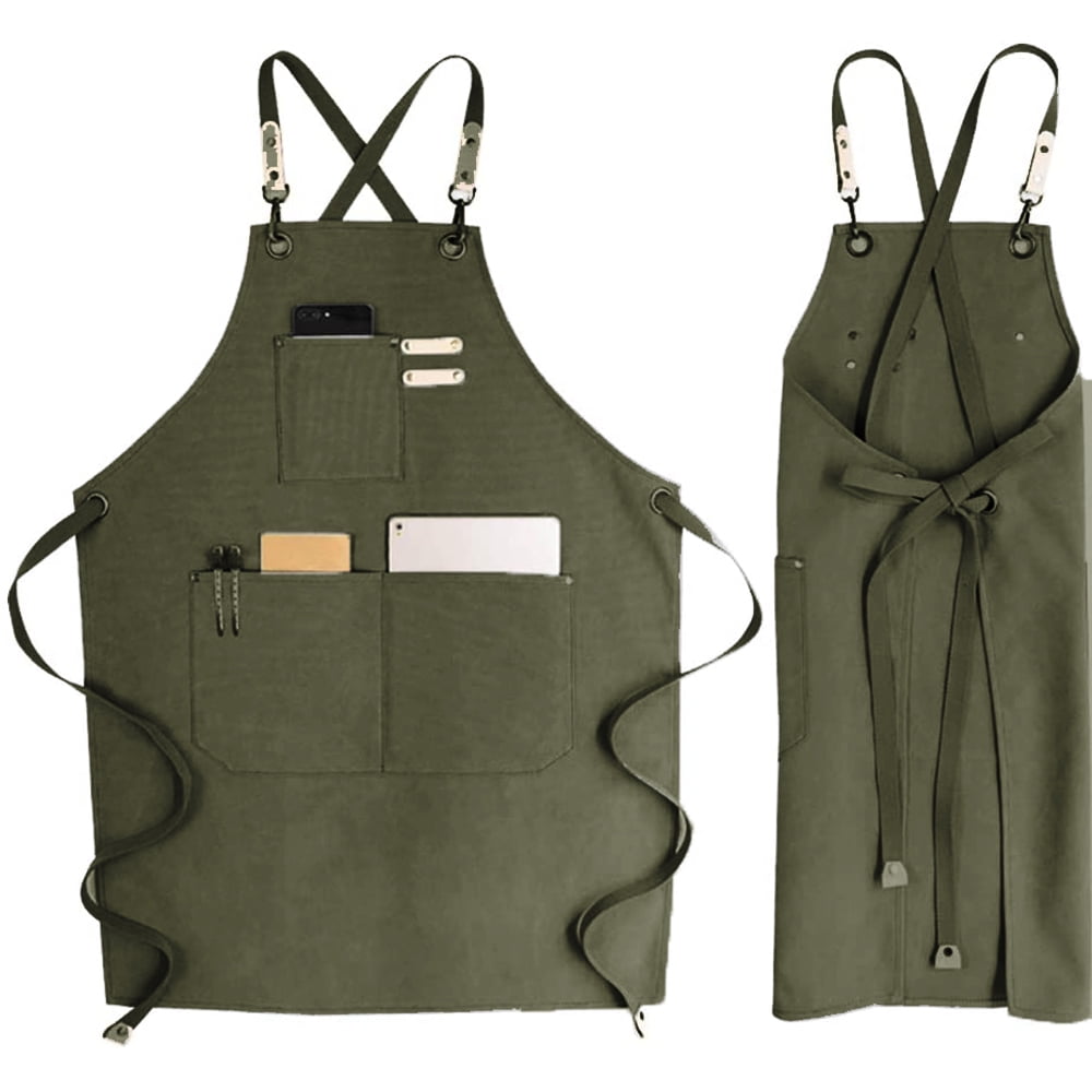 Details about   HANEE Cotton Aprons for Women and MenCross-Back Apron with Pockets 7 Colors 